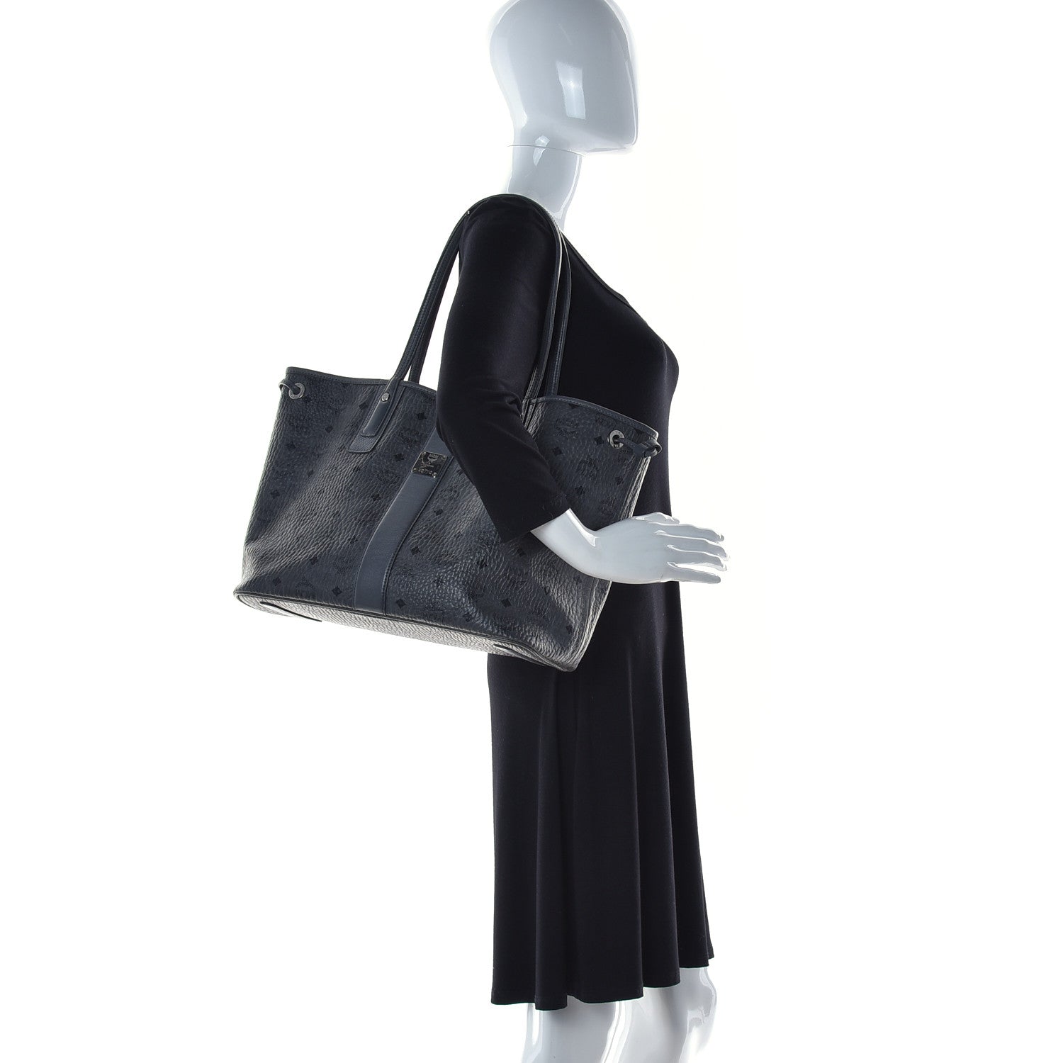 MCM Visetos Medium Liz Reversible Shopper Tote Phantom Grey 2 of 8