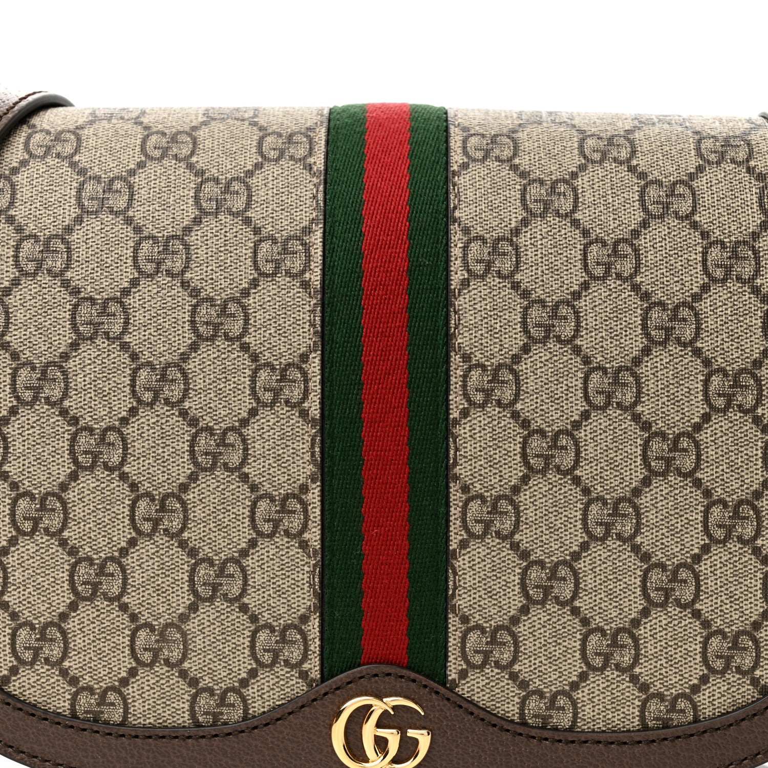 Gucci GG Supreme Monogram Web Small Ophidia Flap Messenger Bag Brown 8 of 10