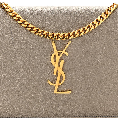 Saint Laurent Grained Metallic Calfskin Monogram Chain Wallet Bronze 6 of 8