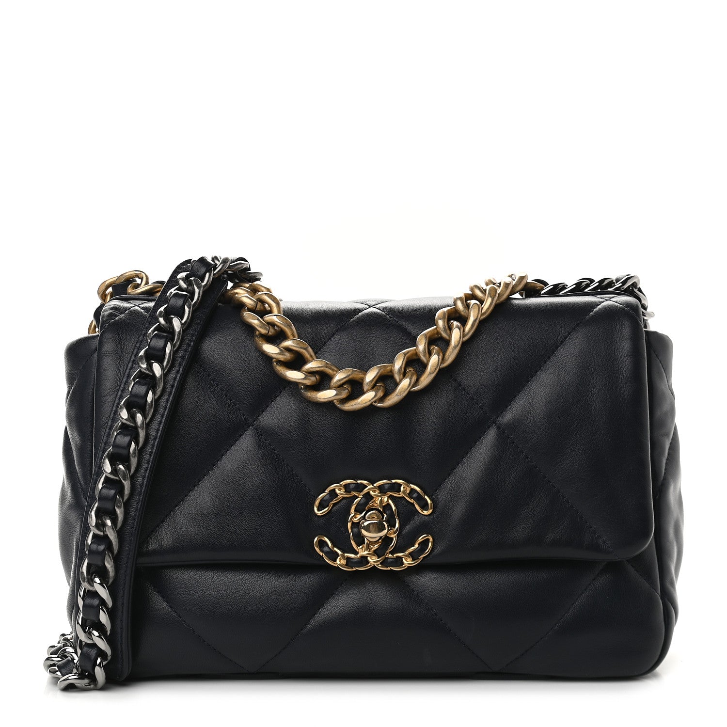 Chanel Lambskin Quilted Medium Chanel 19 Flap Navy Blue 1 of 9