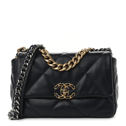 Chanel Lambskin Quilted Medium Chanel 19 Flap Navy Blue 1 of 9