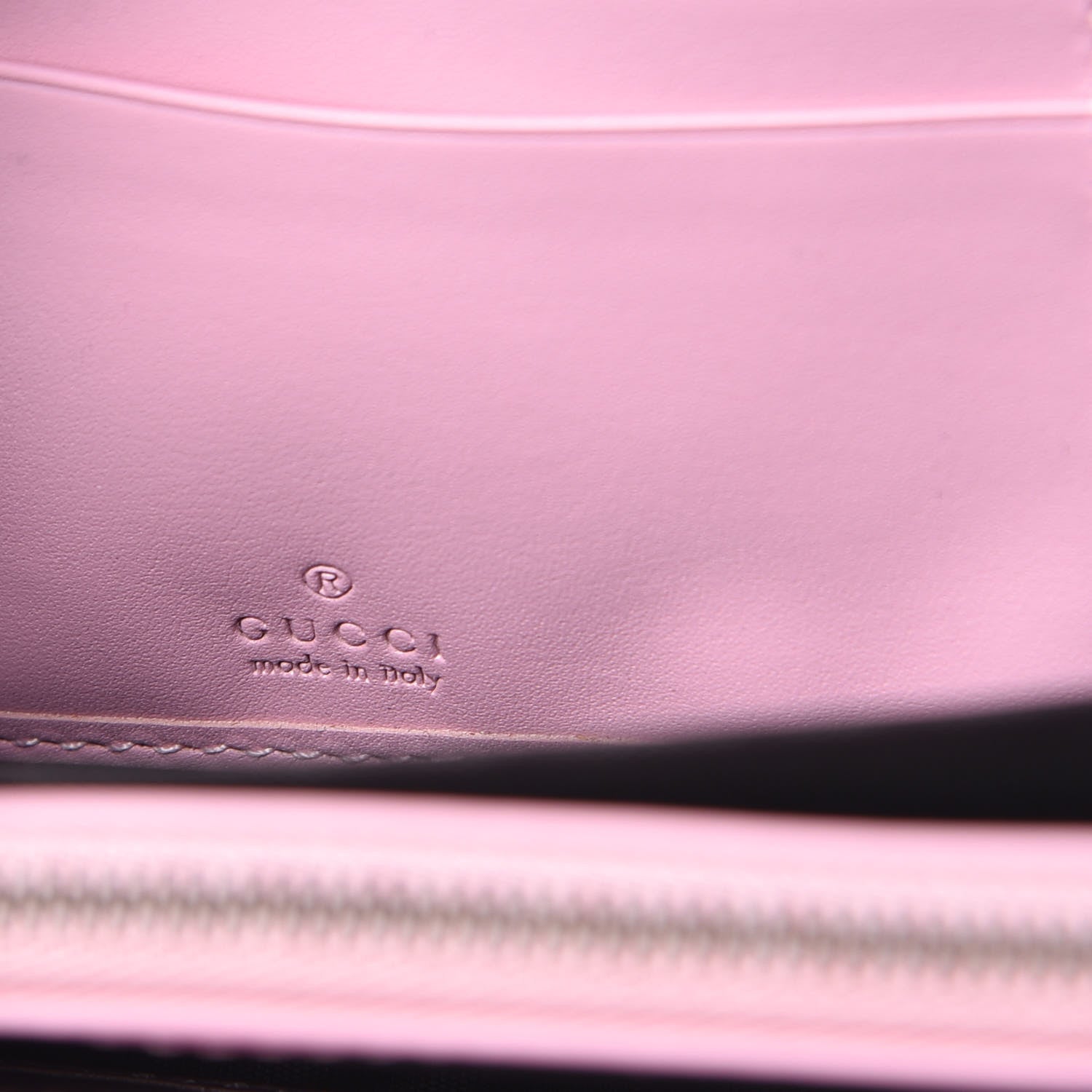 Gucci Calfskin Queen Margaret Zip Around Wallet Sugar Pink Hibiscus Red Mystic White 6 of 9
