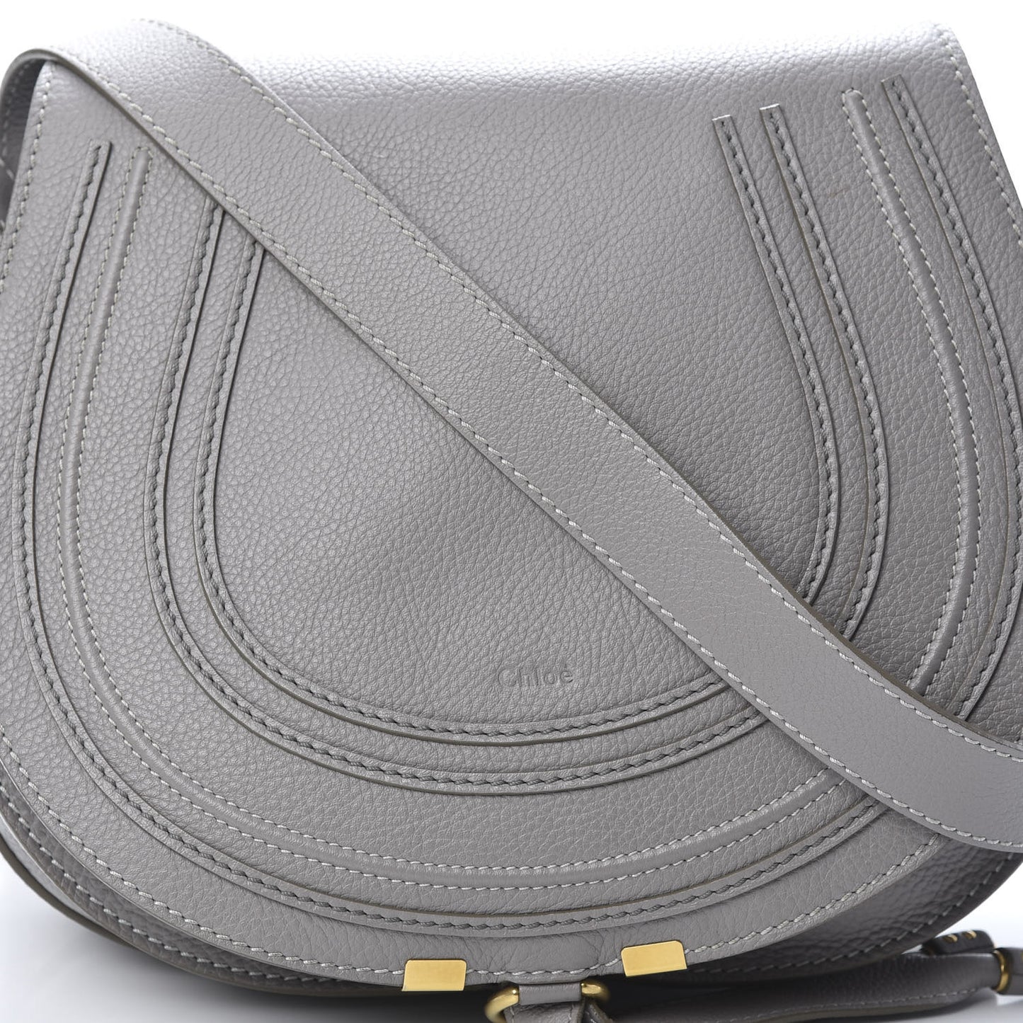Calfskin Medium Marcie Round Crossbody Bag Cashmere Grey