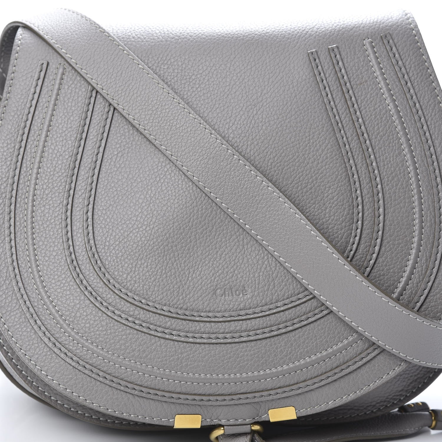 Chloe Calfskin Medium Marcie Round Crossbody Bag Cashmere Grey 9 of 18