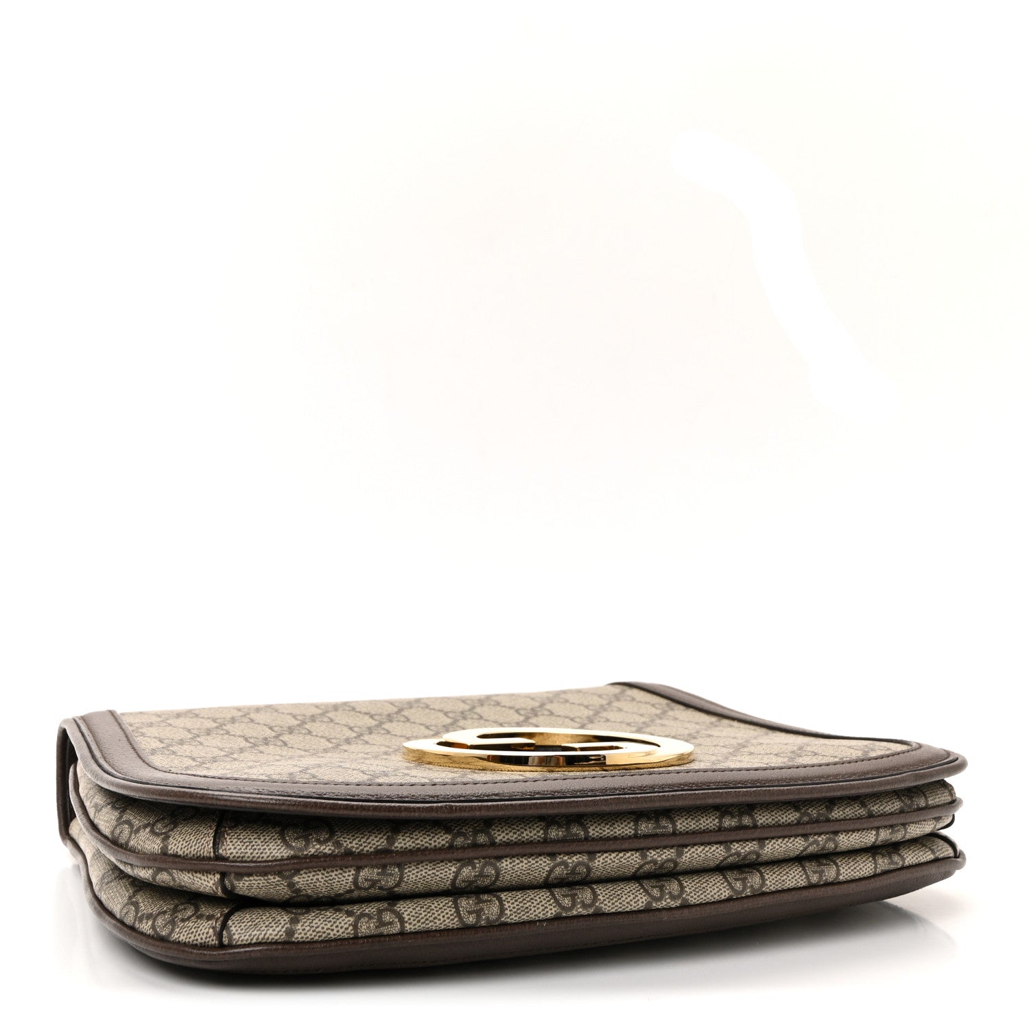 Gucci GG Supreme Monogram Textured Dollar Calfskin Web Medium Blondie Top Handle Shoulder Flap Bag Beige Ebony New Acero 6 of 19