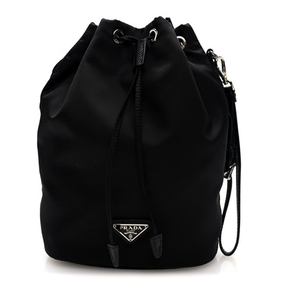 Prada Saffiano Tessuto Re-Nylon Vela Bucket Wristlet Black 1 of 8