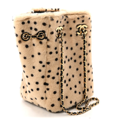 Chanel Pony Hair Cheetah Printed CC Chain Bucket Bag Light Beige Black 3 of 11