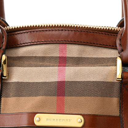 Burberry Bridle Calfskin House Check Medium Orchard Bowling Bag Dark Tan 9 of 13