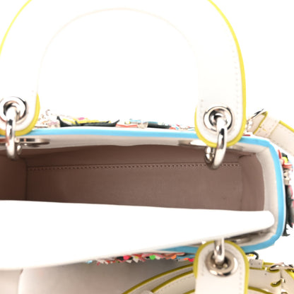 Christian Dior Calfskin Beaded Floral Embroidered Mini Lady Dior White Multicolor 5 of 9