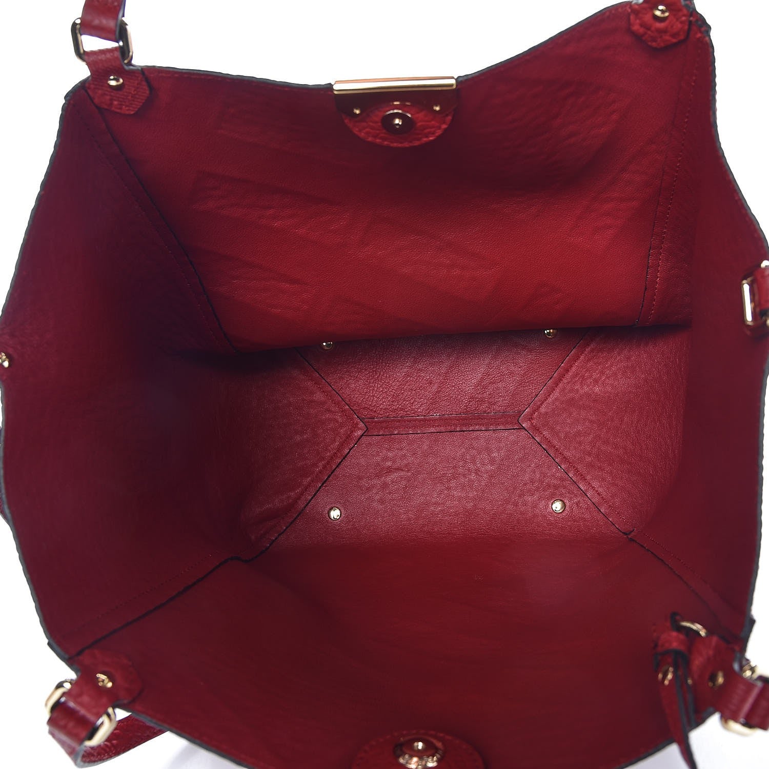 Burberry Signature Grain Calfskin Check Embossed Small Canterbury Tote Red 6 of 8