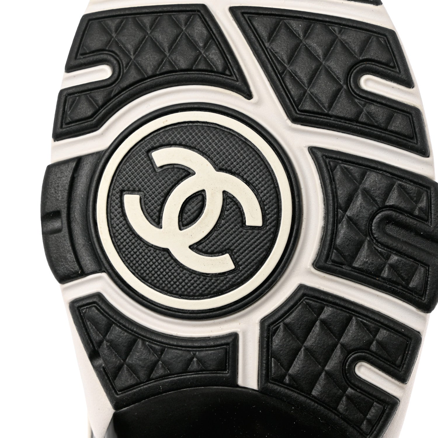Chanel Nylon Suede Calfskin Printed CC Sneakers 39 White Black 8 of 9