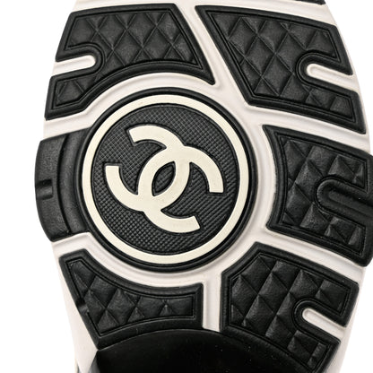 Chanel Nylon Suede Calfskin Printed CC Sneakers 39 White Black 8 of 9