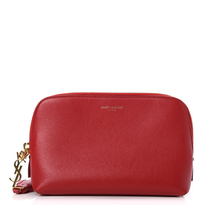 Saint Laurent Calfskin Cosmetic Case New Red 1 of 7