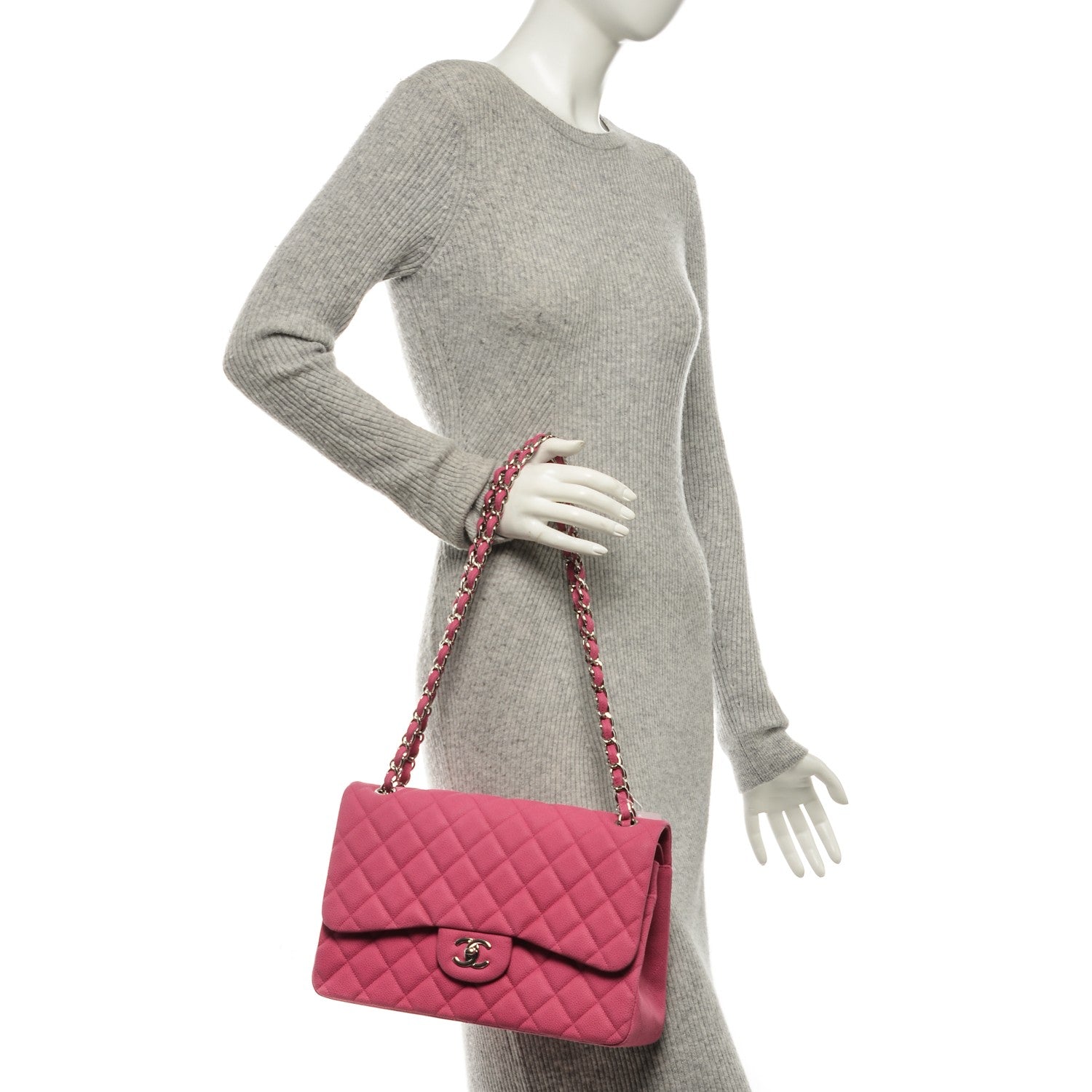 Chanel Iridescent Caviar Quilted Jumbo Double Flap Pink 2 of 7