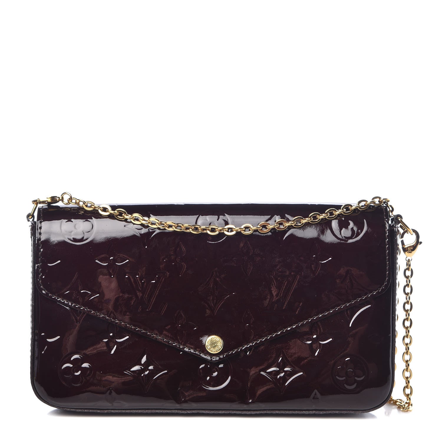 Louis Vuitton Vernis Pochette Felicie Chain Wallet Amarante 1 of 9