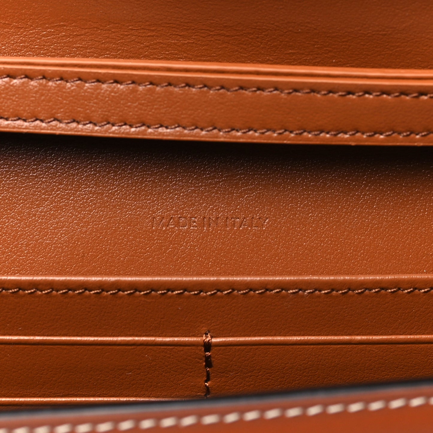 Shiny Calfskin Triomphe Margo Wallet on Chain Tan