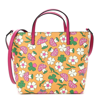Gucci Canvas Childrens Flower Mushroom Print Tote Pink Yellow 1 of 4