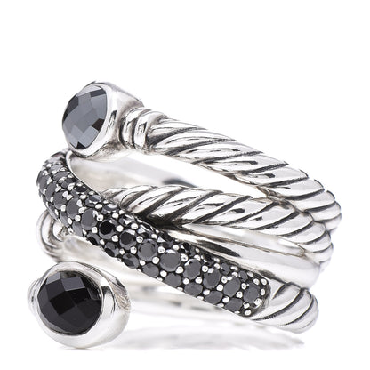 David Yurman Sterling Silver Black Diamond Hematite Black Onyx Renaissance Ring 53 6.5 3 of 5