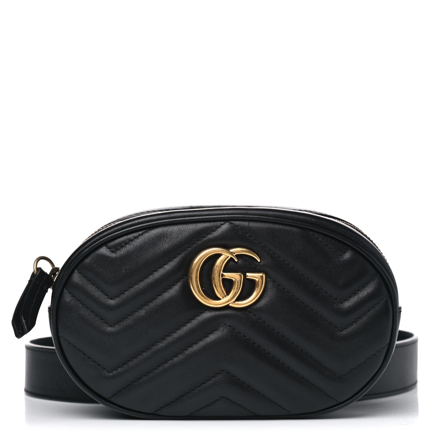 Gucci Calfskin Matelasse GG Marmont Belt Bag 75 30 Black 1 of 11