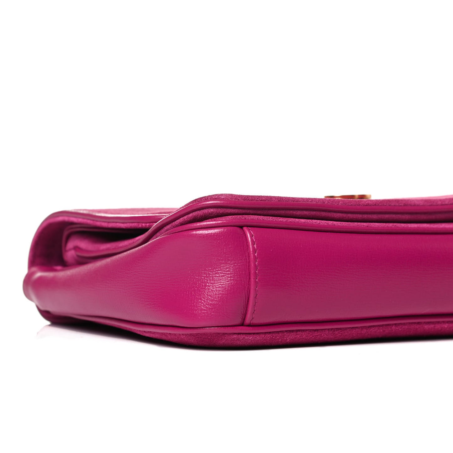Suede Azalea Calfskin Small Marina Chain Shoulder Bag Fucsia