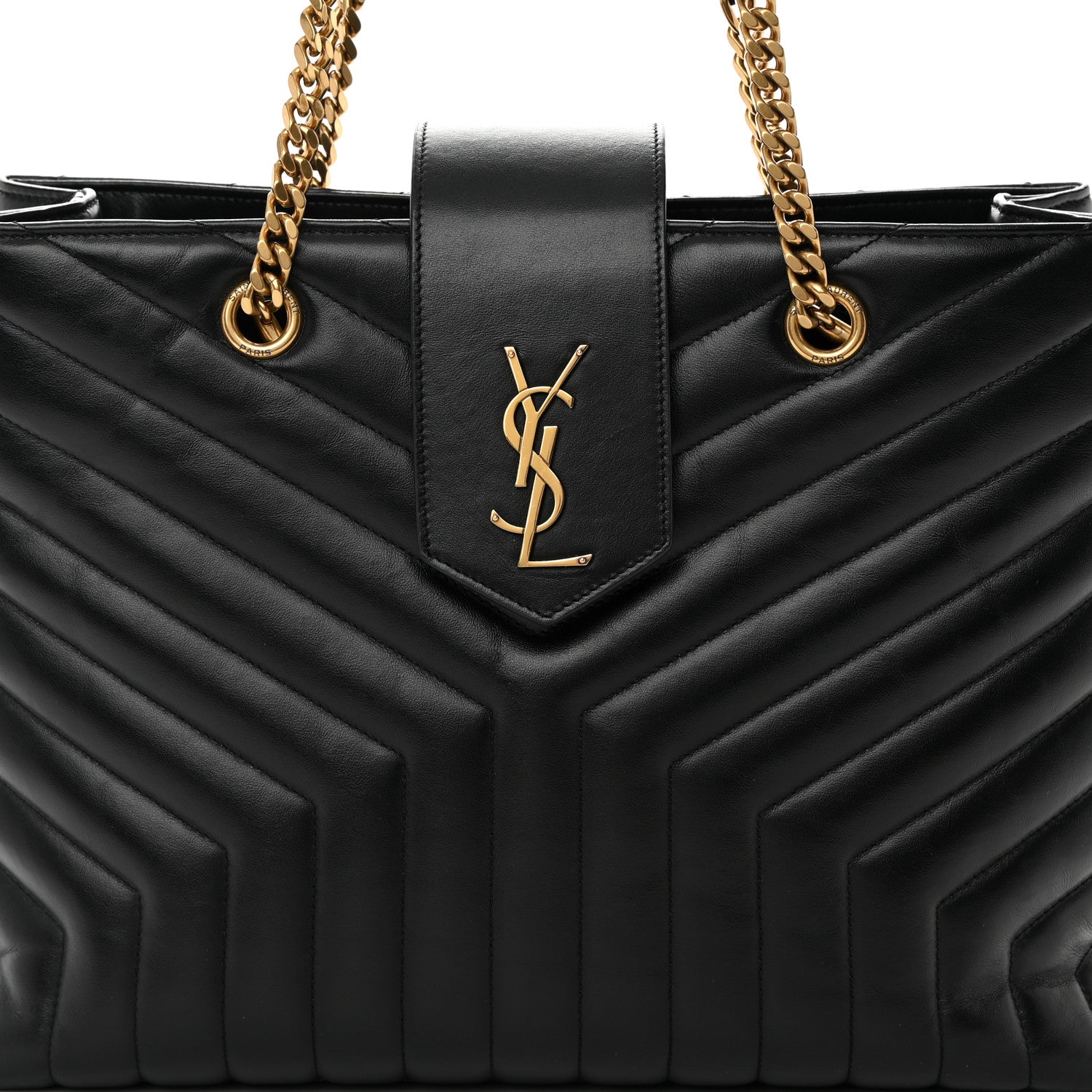 Saint Laurent Calfskin Y Quilted Monogram Large Loulou Shopper Black 9 of 17