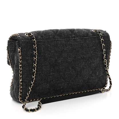 Chanel Wool Tweed Quilted Coco Neige Chain Around Flap Black 3 of 10