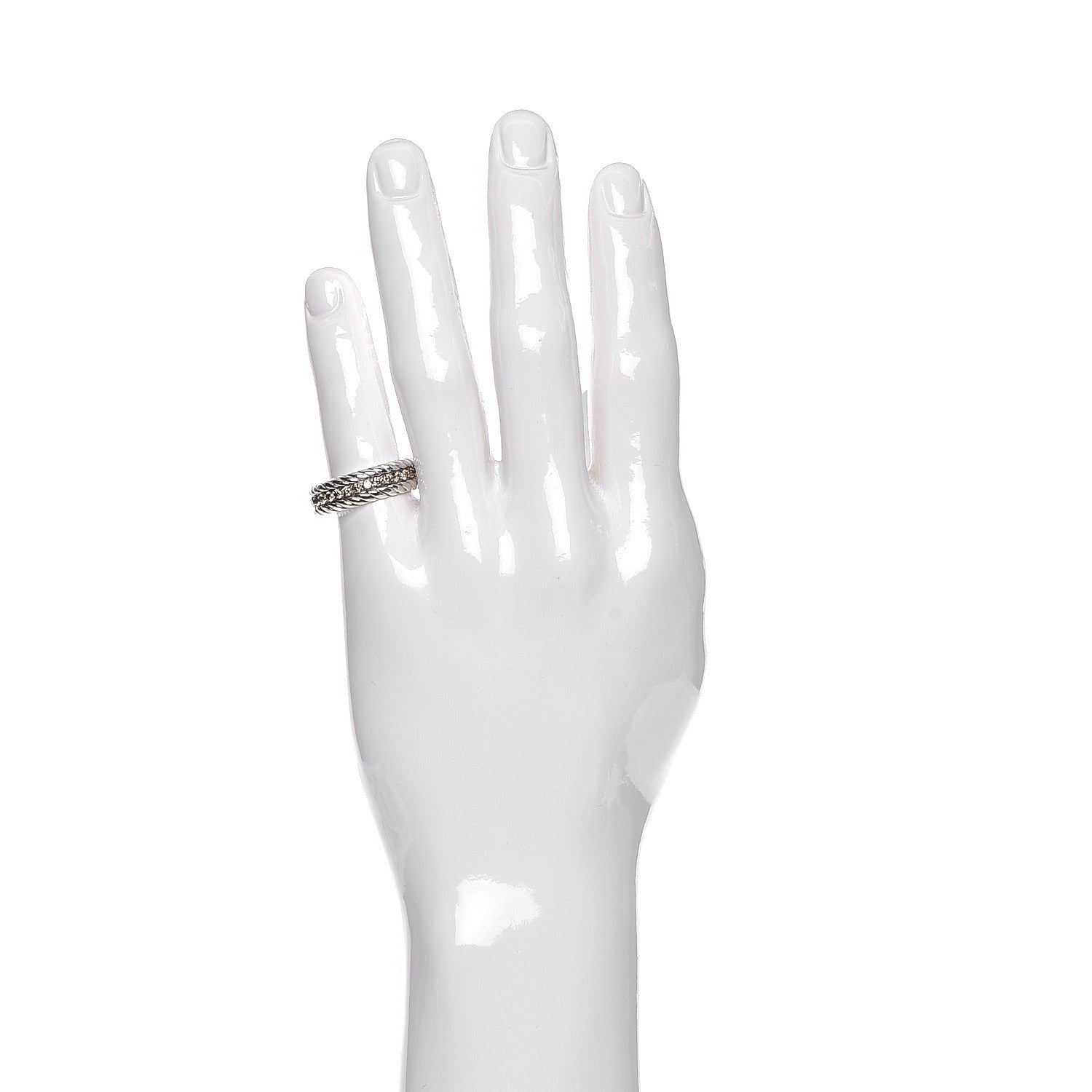 David Yurman Sterling Silver Cognac Diamond Streamline Band Ring 65.5 11.5 2 of 6