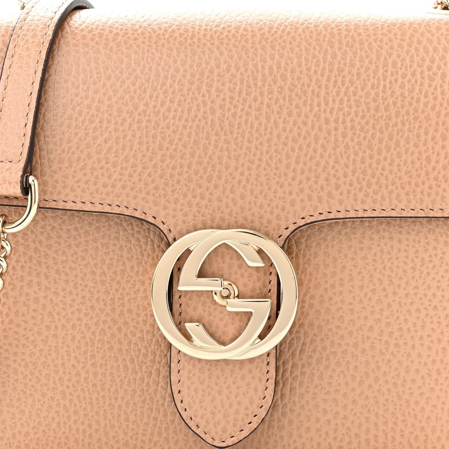 Dollar Calfskin Small Interlocking G Shoulder Bag Camelia