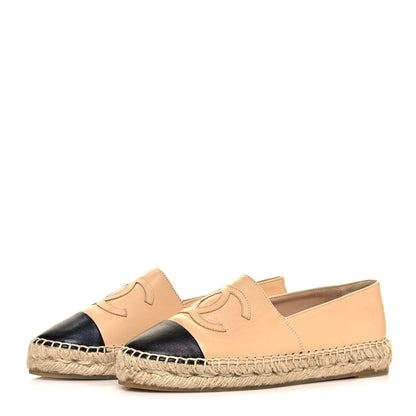 Chanel Lambskin CC Espadrilles 36 Beige Black 3 of 11