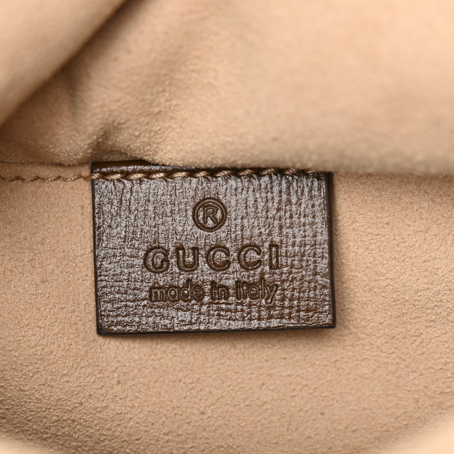 Gucci Monogram Textured Calfskin Horsebit 1955 Drawstring Bucket Bag Beige Brown Sugar 5 of 9