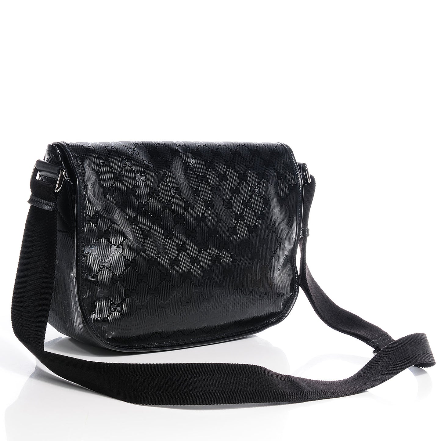 Imprime Monogram Medium Double Buckle Flap Messenger Bag Black