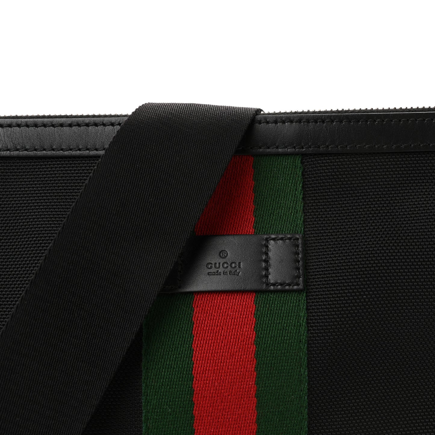 Techno Canvas Selleria Calfskin Web Small Flat Messenger Bag Black