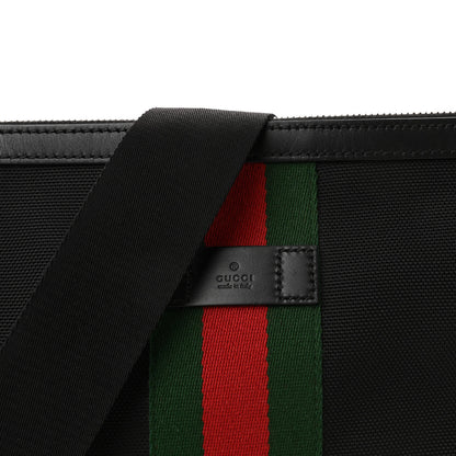 Gucci Techno Canvas Selleria Calfskin Web Small Flat Messenger Bag Black 8 of 10
