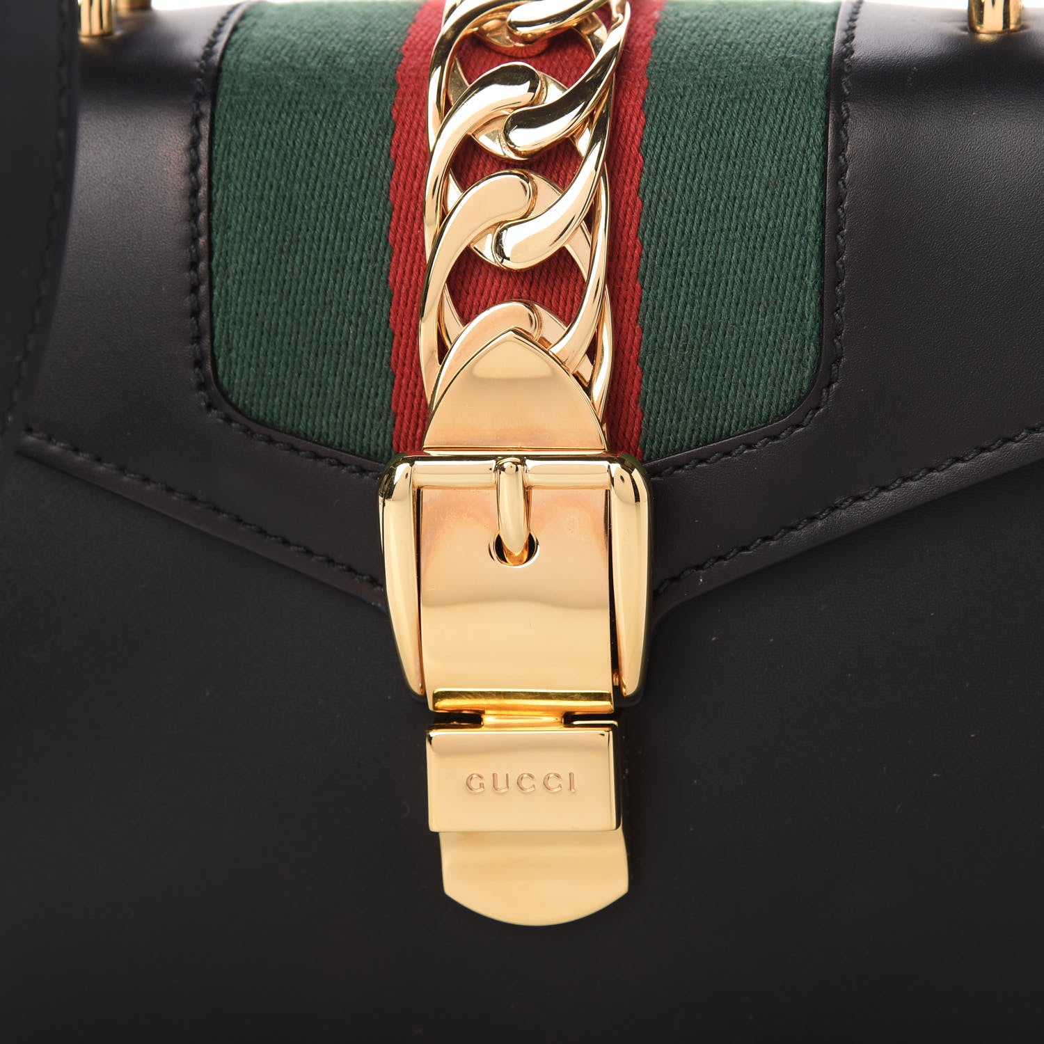 Gucci Calfskin Mini Sylvie Top Handle Bag Black 10 of 10