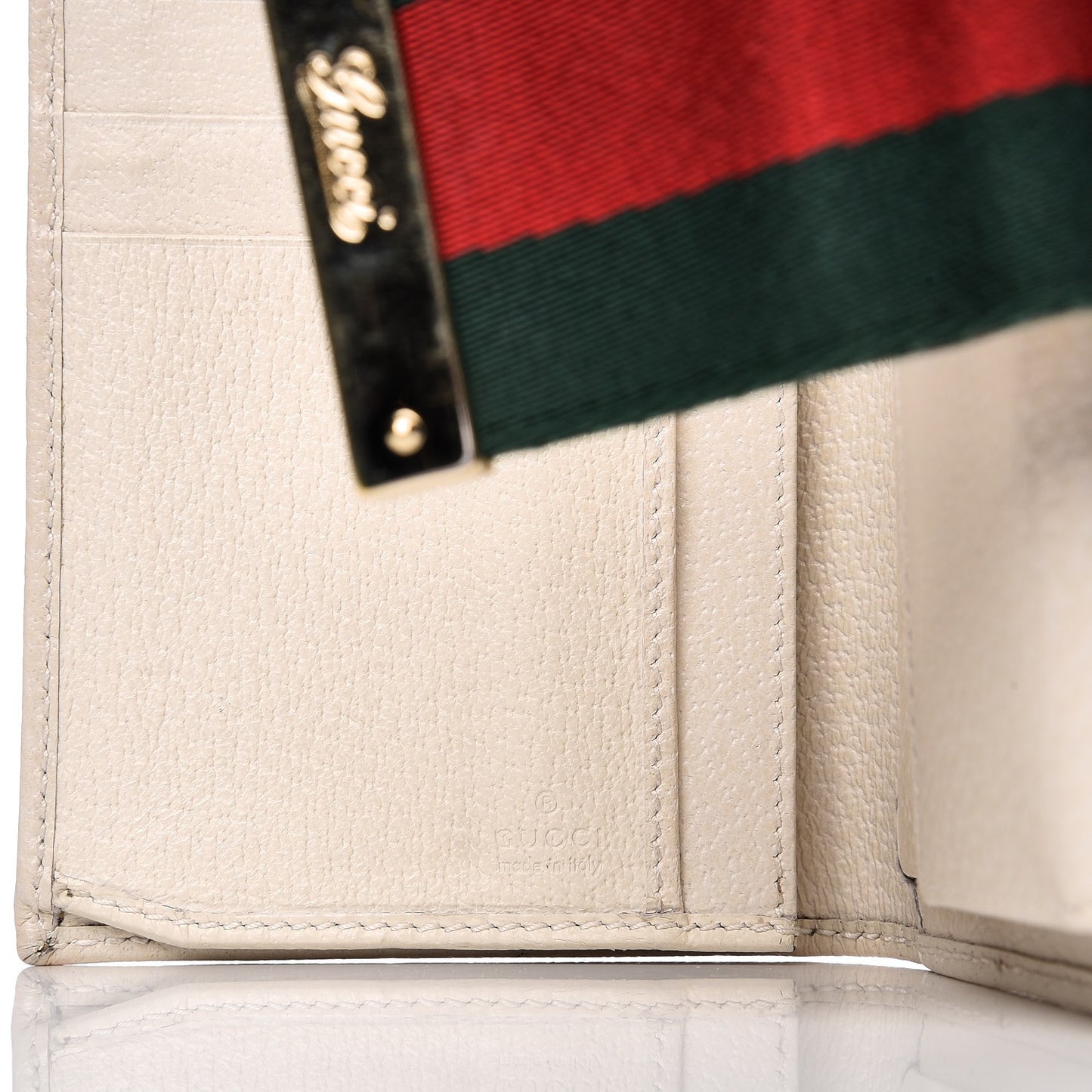 Monogram Calfskin Ladies Web Long Wallet Beige Ebony Off White
