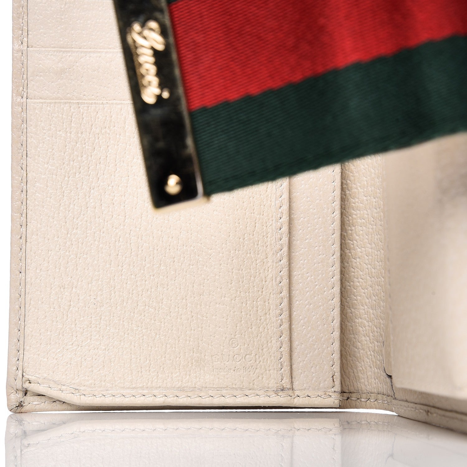 Gucci Monogram Calfskin Ladies Web Long Wallet Beige Ebony Off White 6 of 9