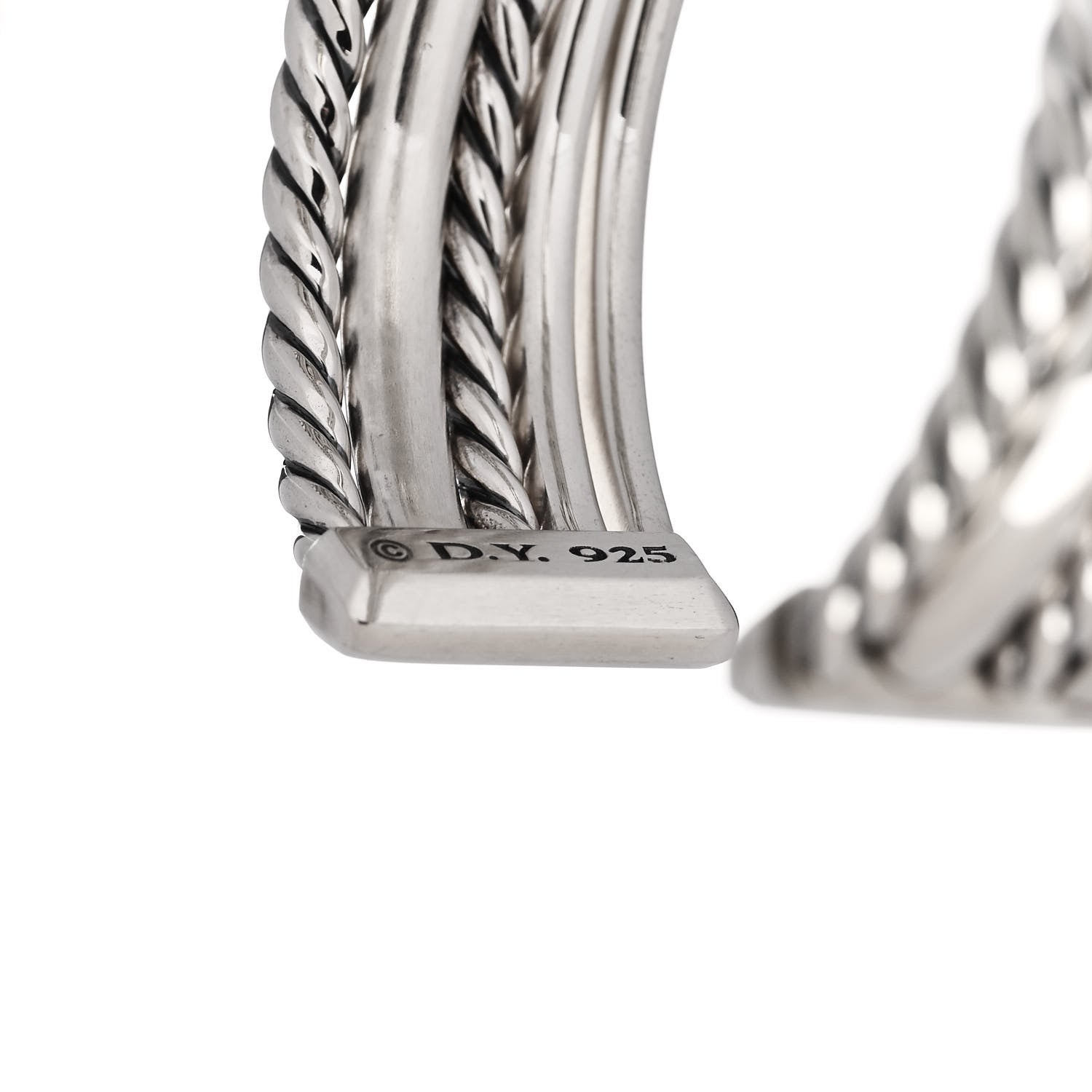 David Yurman Sterling Silver Diamond Narrow Stax Cuff Bracelet 3 of 3