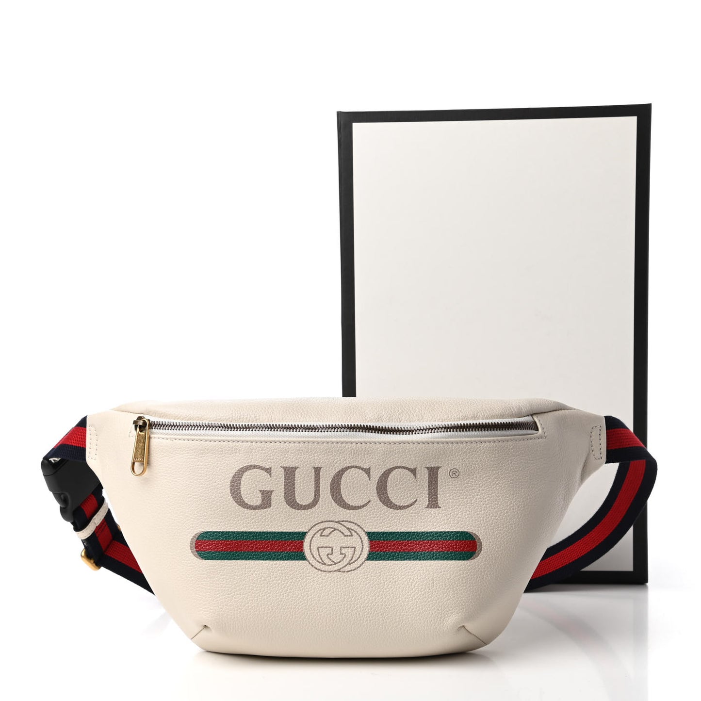 Grained Calfskin Logo Belt Bag White