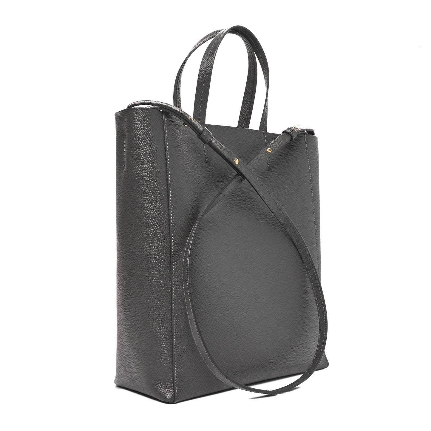 Grained Calfskin Small Vertical Cabas Kohl