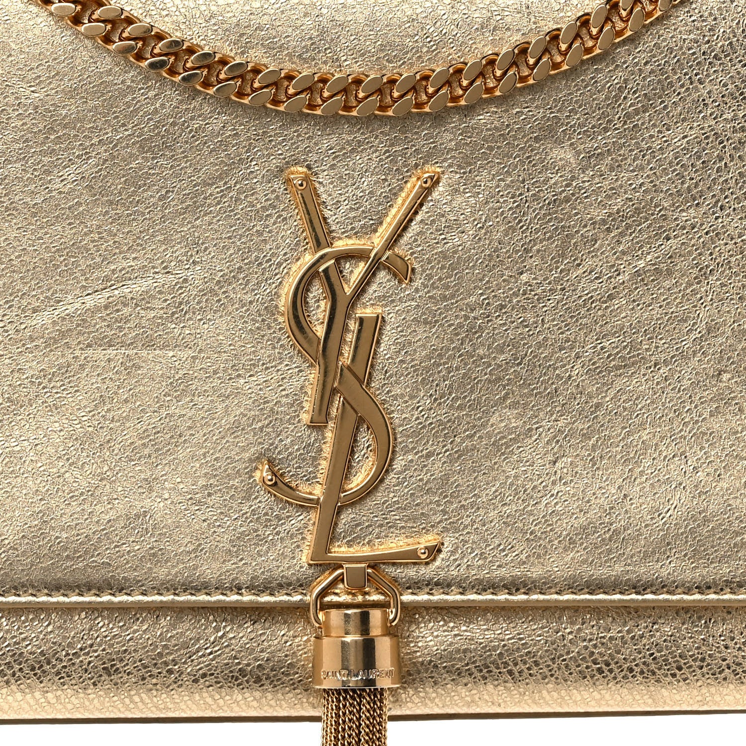Saint Laurent Metallic Calfskin Medium Classic Monogram Kate Tassel Satchel Gold 10 of 10