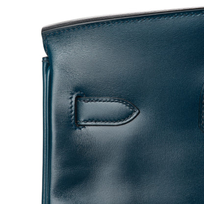 Hermes Box Guilloche Birkin 35 Bleu De Prusse 11 of 36