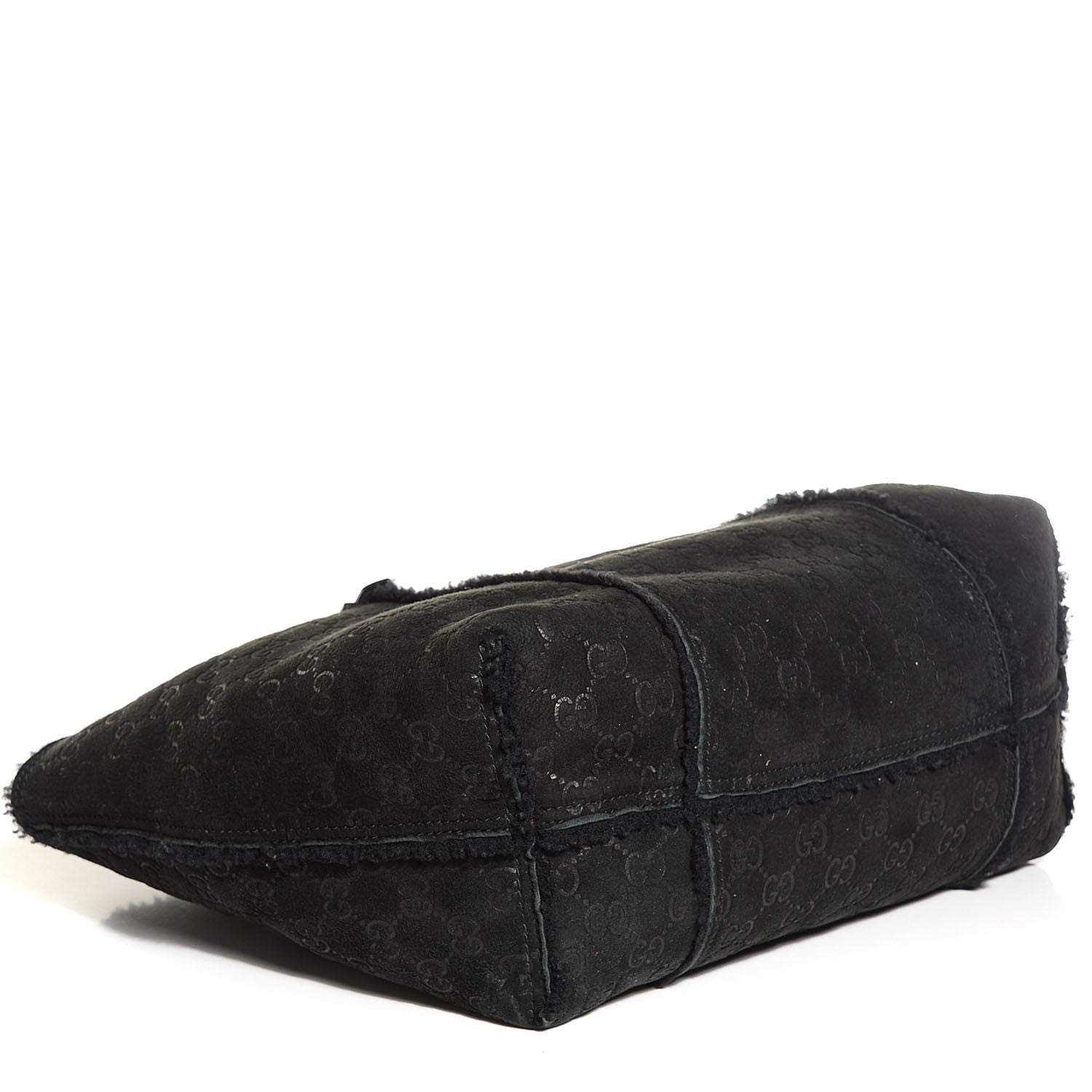 Gucci Suede Shearling Guccissima Jolicoeur Tote Black 4 of 6