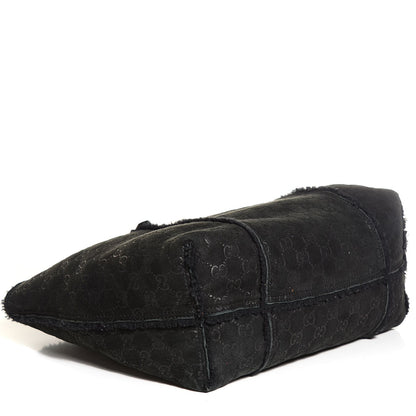 Gucci Suede Shearling Guccissima Jolicoeur Tote Black 4 of 6