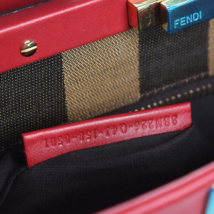 Fendi Vitello Morgan Fabric Jacquard Pequin Medium Peekaboo Iconic Satchel Mattone Tobacco Black 8 of 8