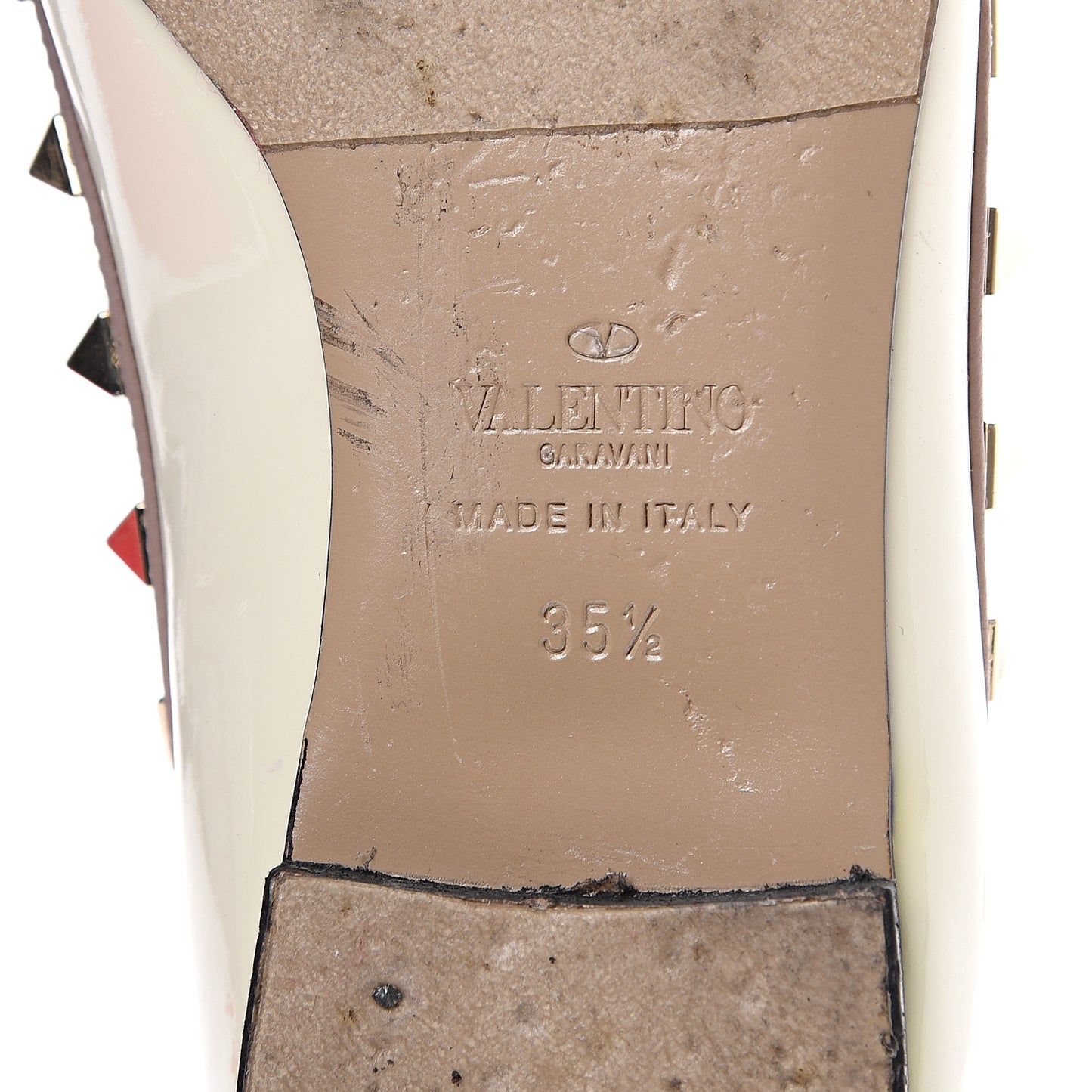 Patent Rockstud Ballerina Flats 35.5 Ivory Poudre