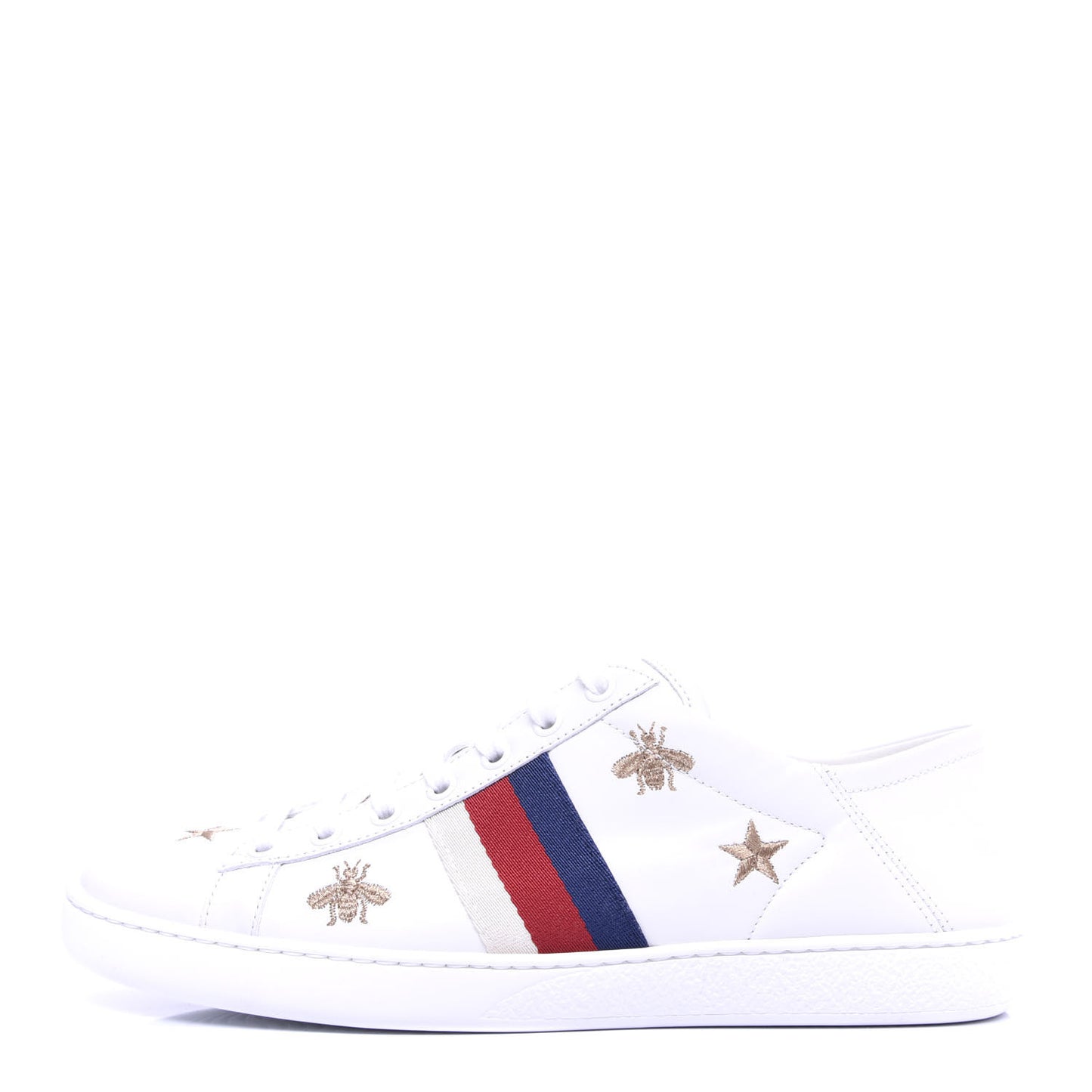Calfskin Bee Star Embroidered Sylvie Web Ace Sneakers 38.5 White