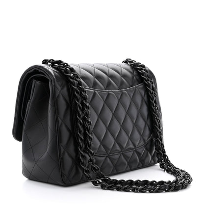 Chanel Lambskin Quilted Jumbo Double Flap So Black 3 of 15