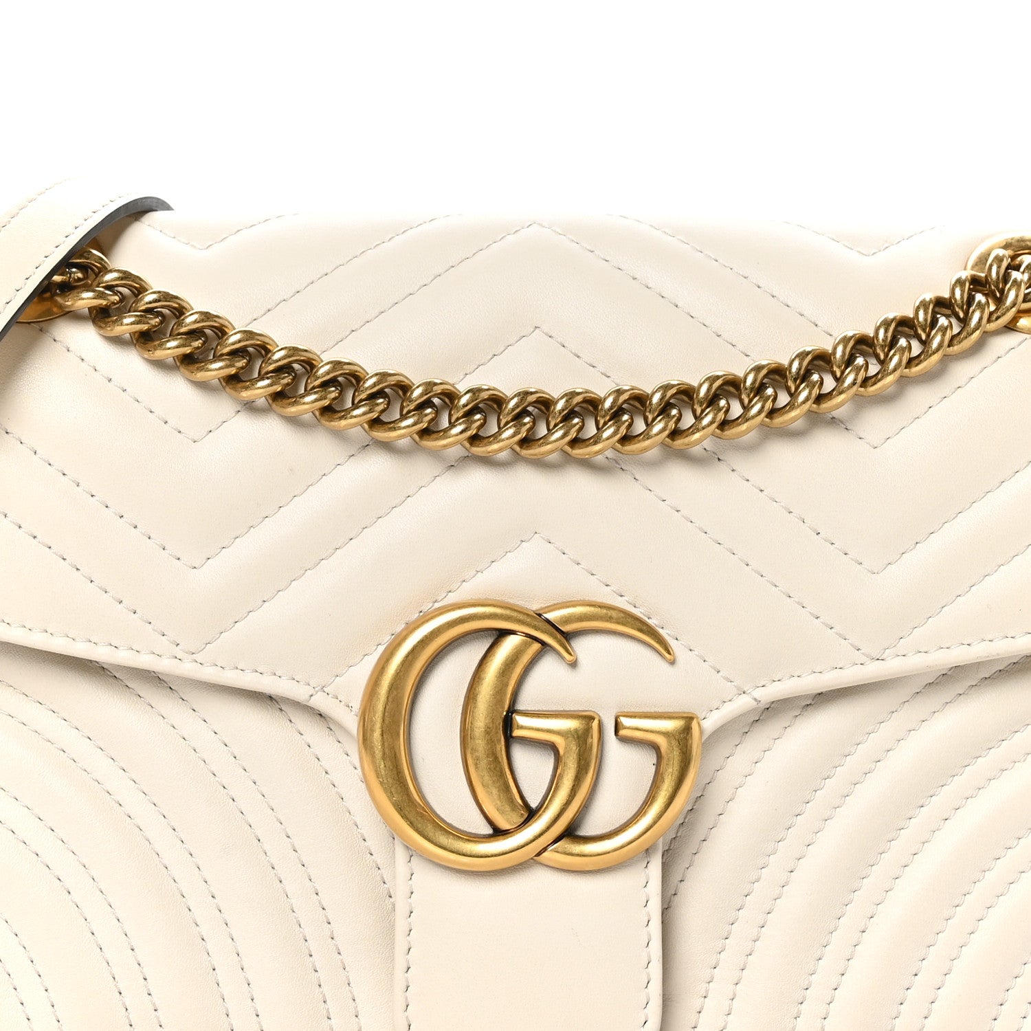 Gucci Calfskin Matelasse Small GG Marmont Shoulder Bag White 8 of 10