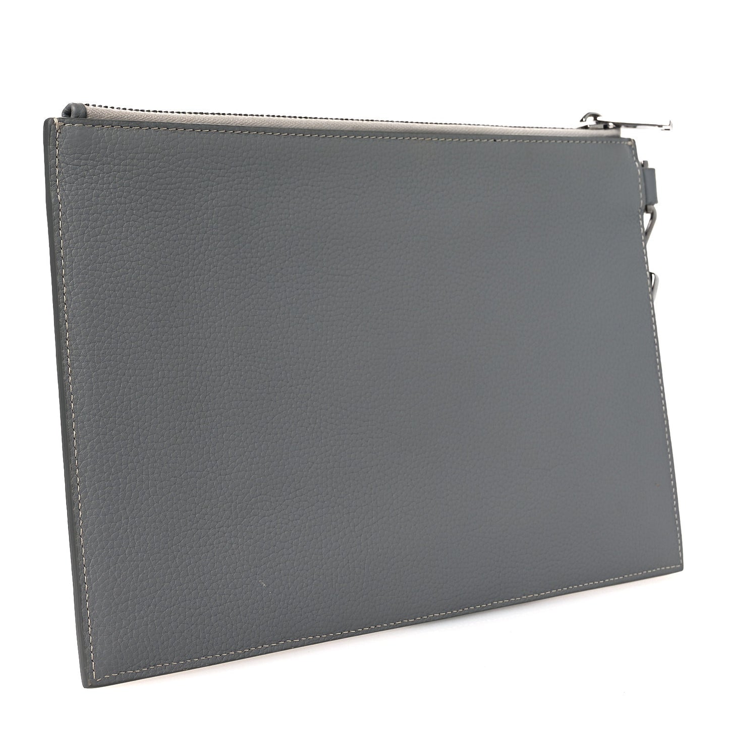 Grained Calfskin 1947 Signature A5 Pouch Grey White