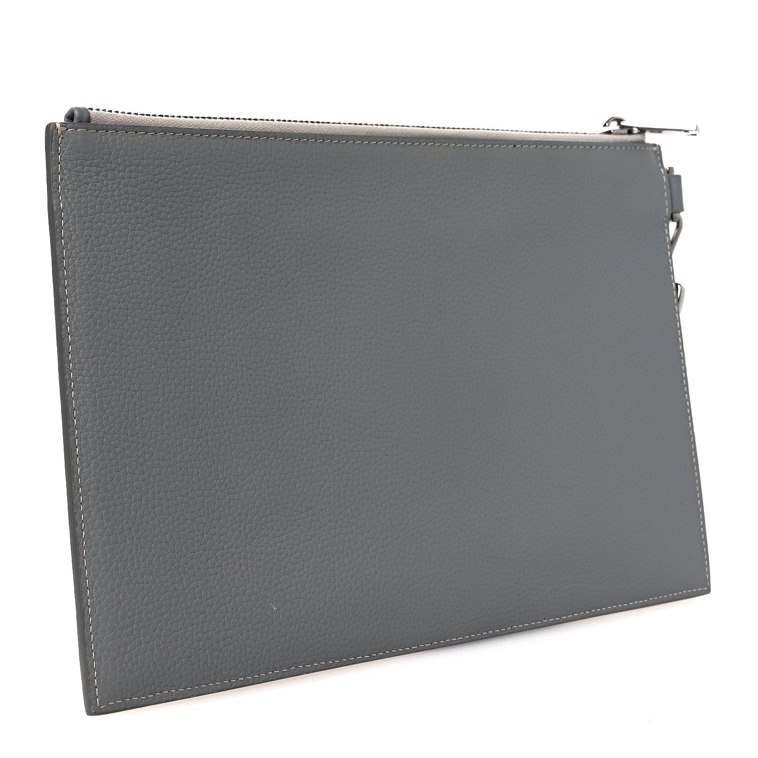Christian Dior Grained Calfskin 1947 Signature A5 Pouch Grey White 3 of 8